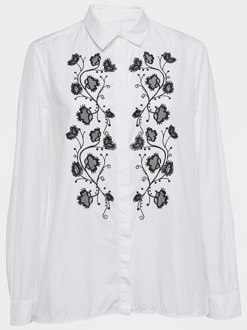 Weekend Max Mara White Embroidered Cotton Button Front Shirt size 8/M